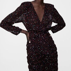 ZARA | Heart Print Dress Black Red
